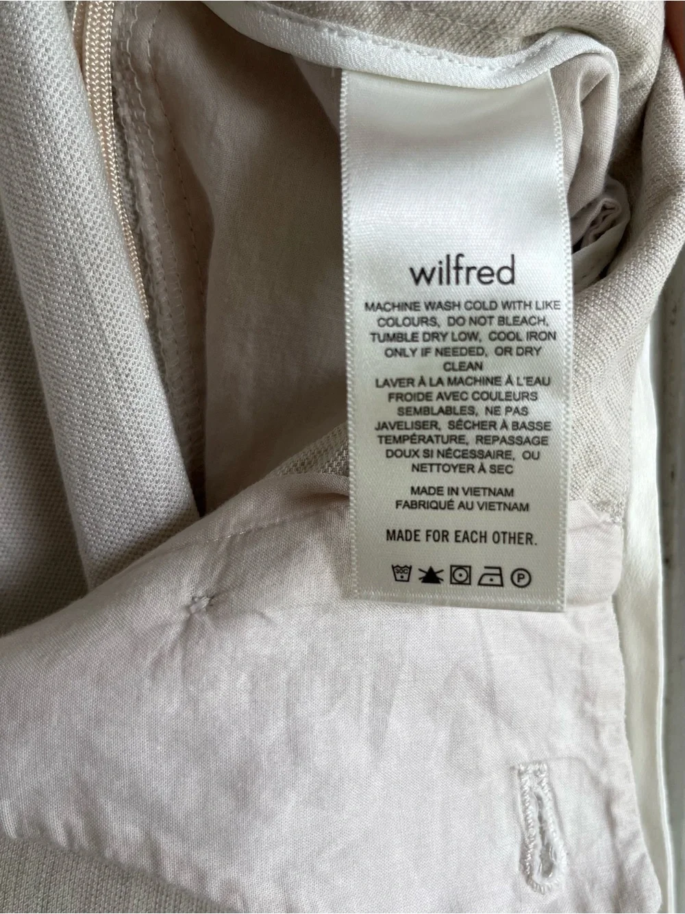 Aritzia Wilfred Linen Blend Cropped Trousers in Cream Size S